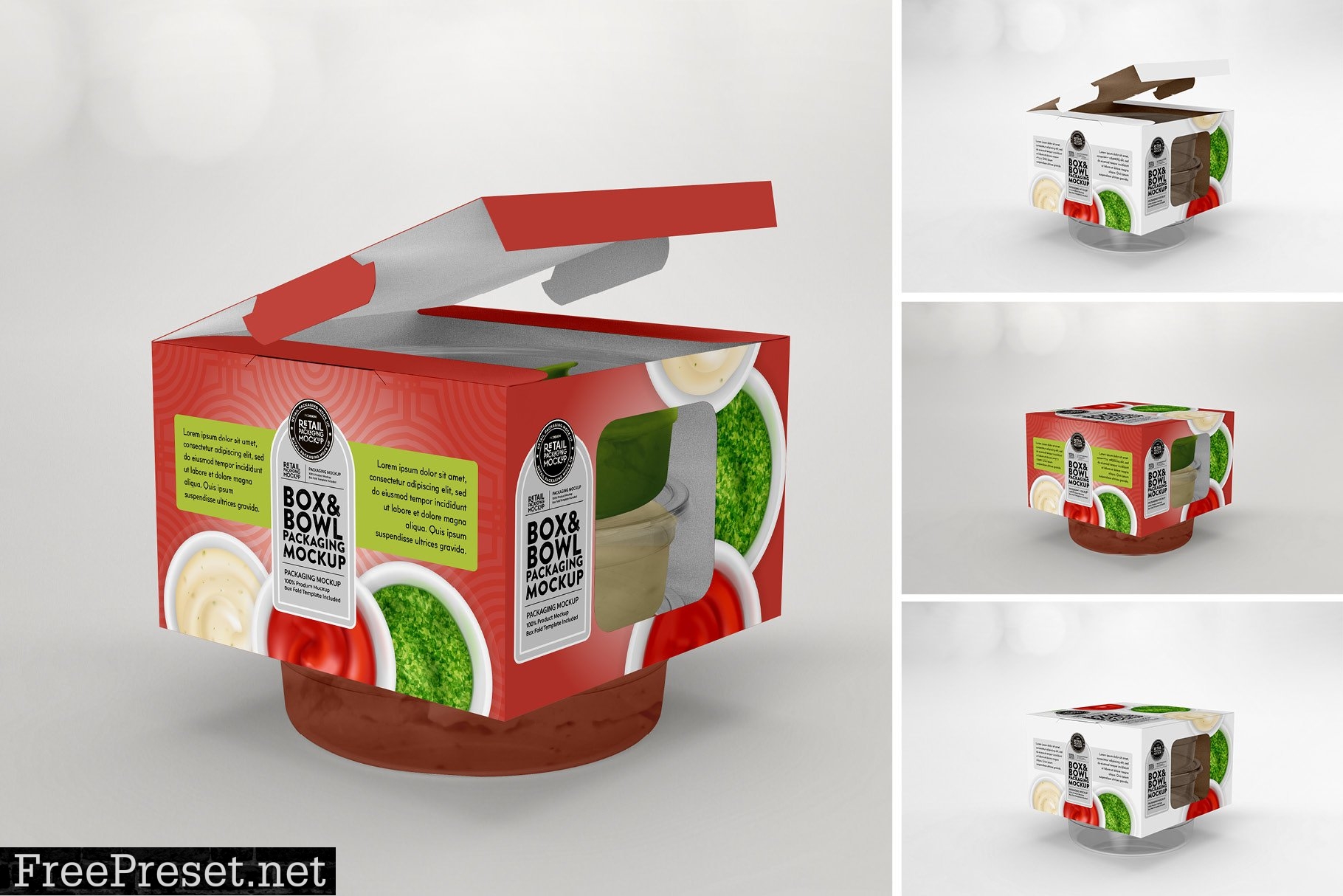 Box and Bowl Packaging Mockup 5912793