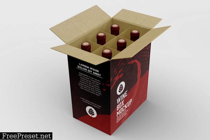 Box for Wine Bottles Mockup P9SJWG8