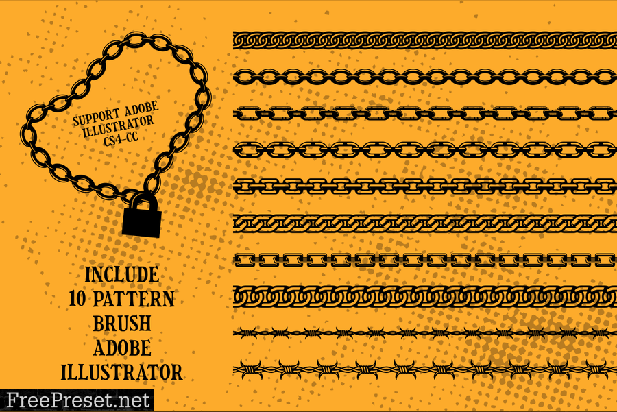 Chain and Barbed Wire Pattern Brushes Illustrator R5U5CTK