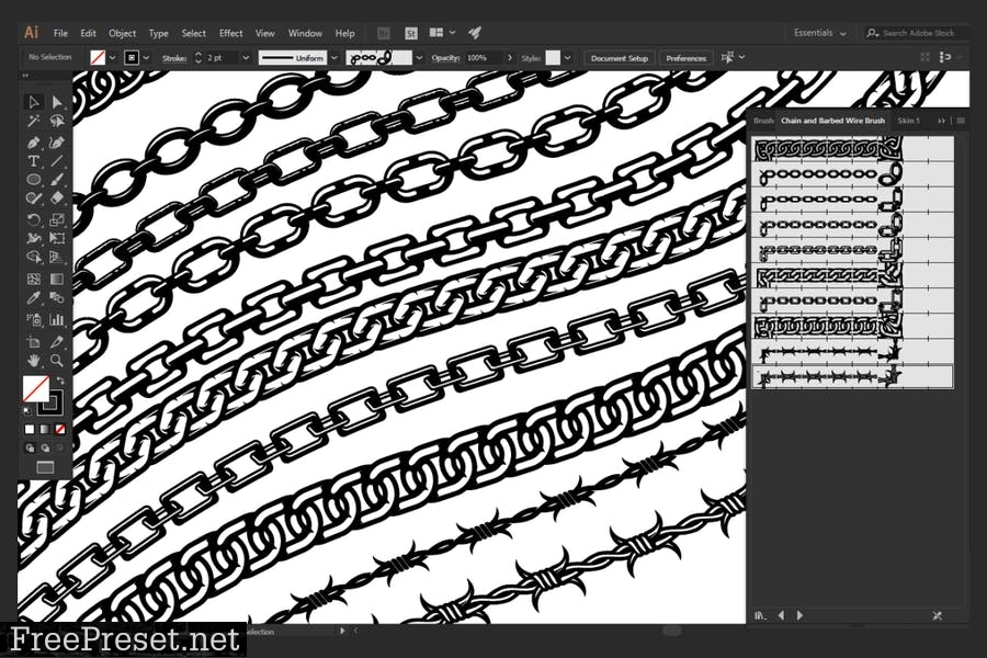 Chain and Barbed Wire Pattern Brushes Illustrator R5U5CTK