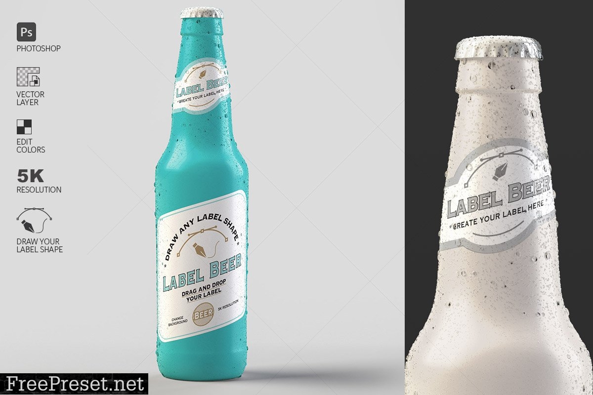 Colorful Beer Bottle Mockup 4579520