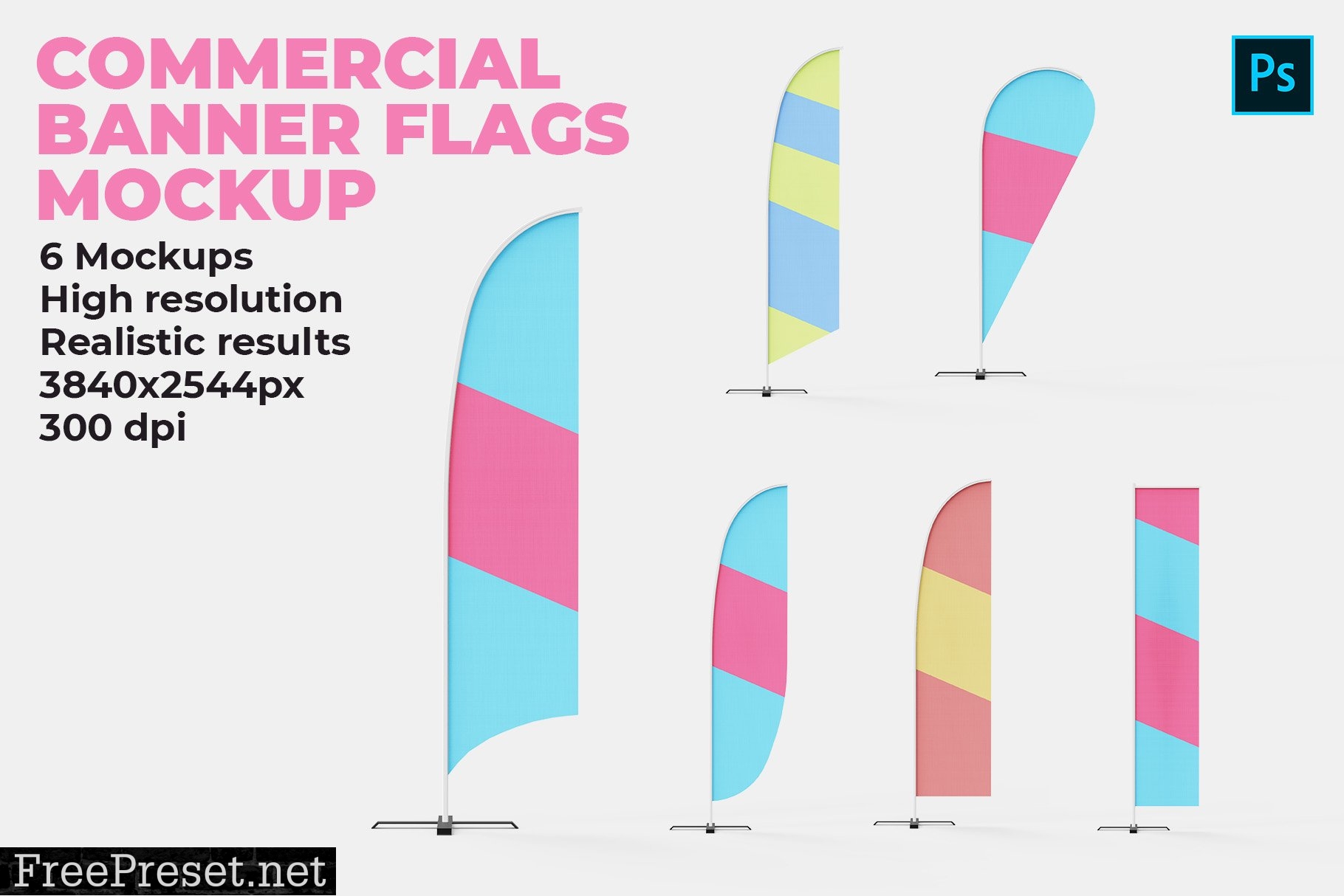 Commercial Banner Flags Mockup 4523502