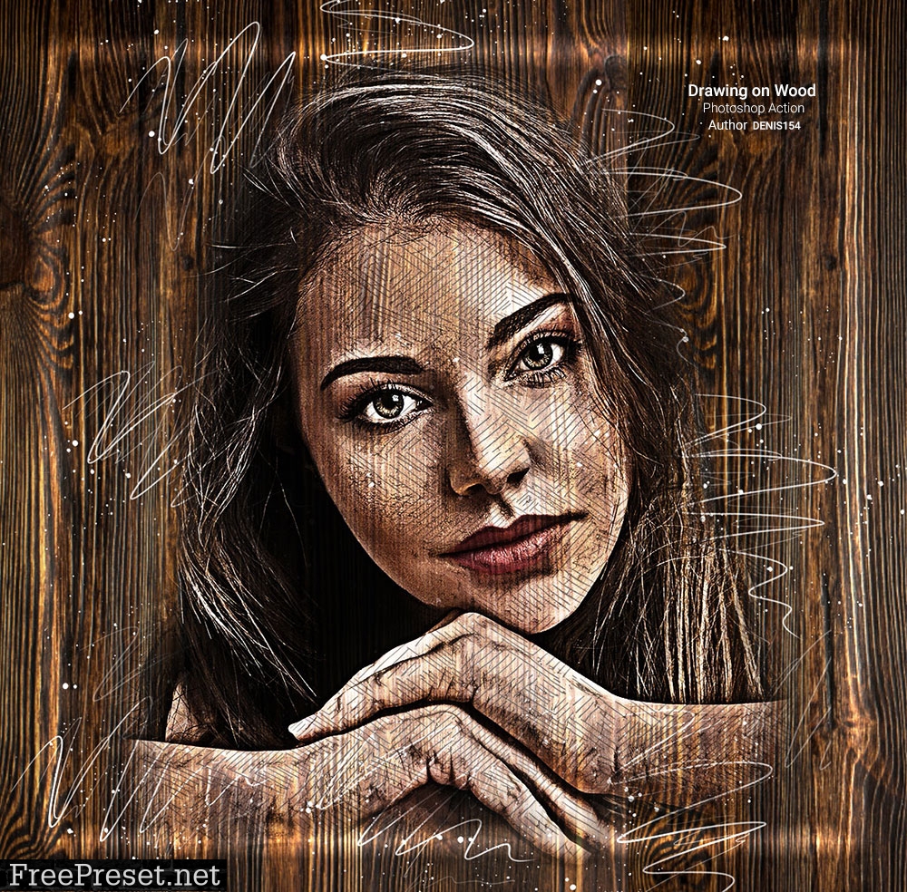 Drawing on Wood Photoshop Action 27545130