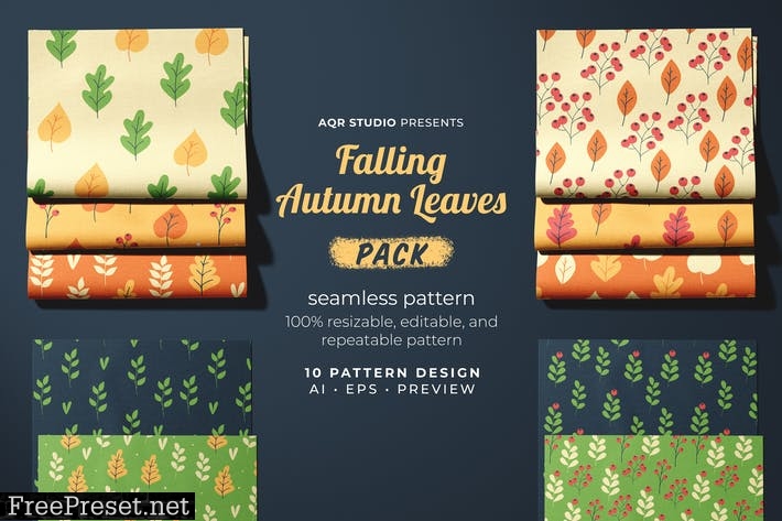 Falling Autumn Leaves - Seamless Pattern SJBUGAJ