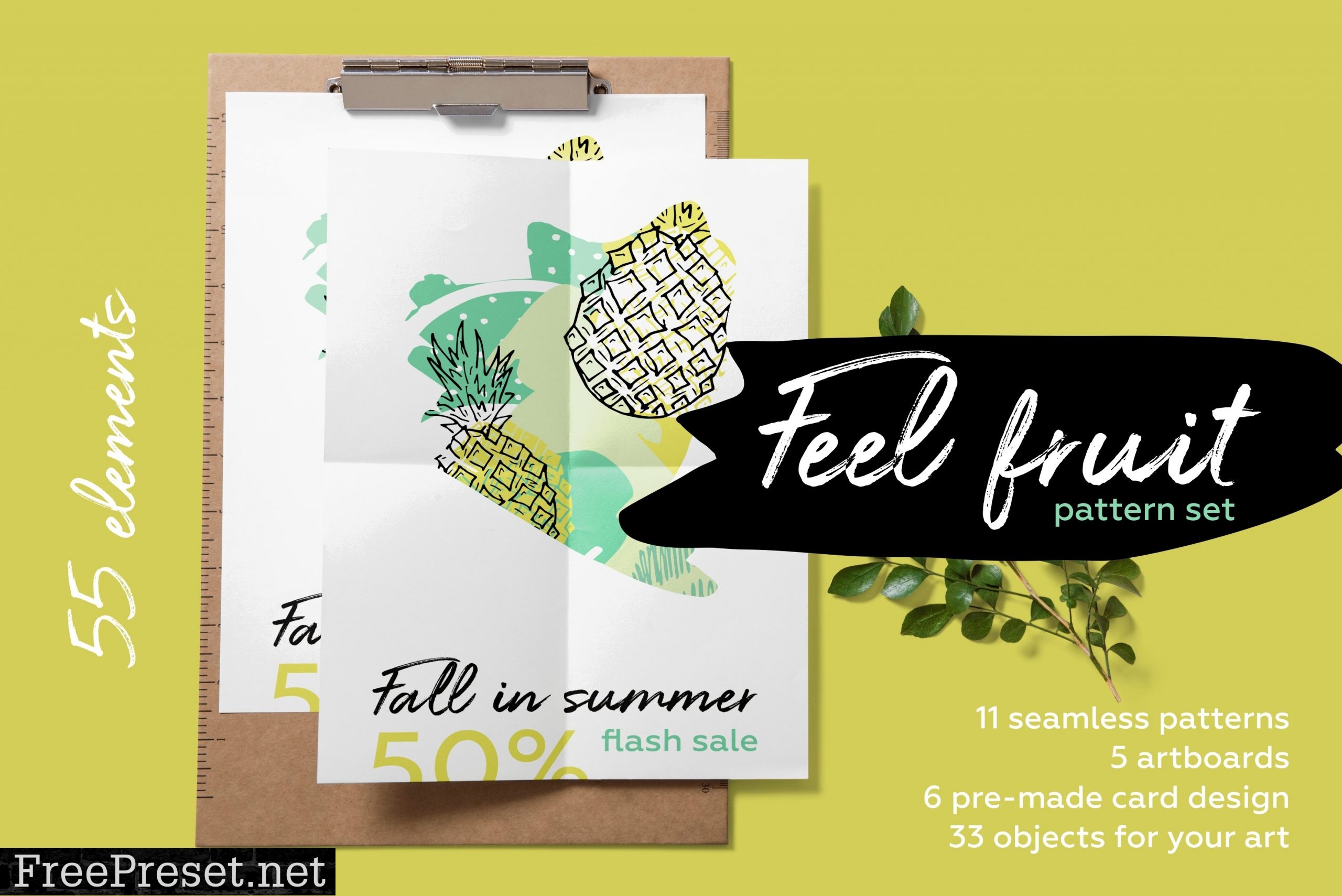 Feel fruit. Summer brush pattern set 2545096
