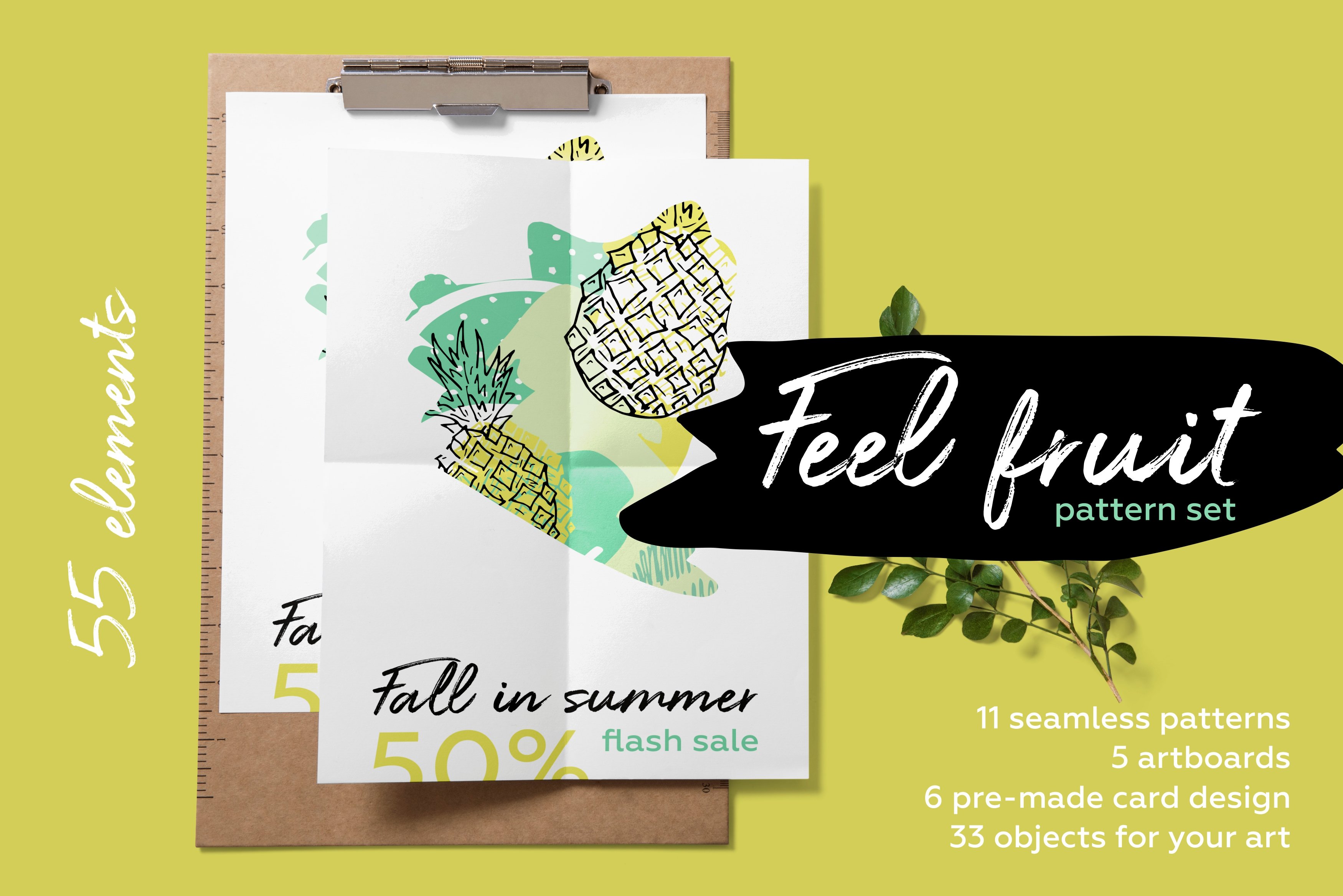 Feel fruit. Summer brush pattern set 2545096