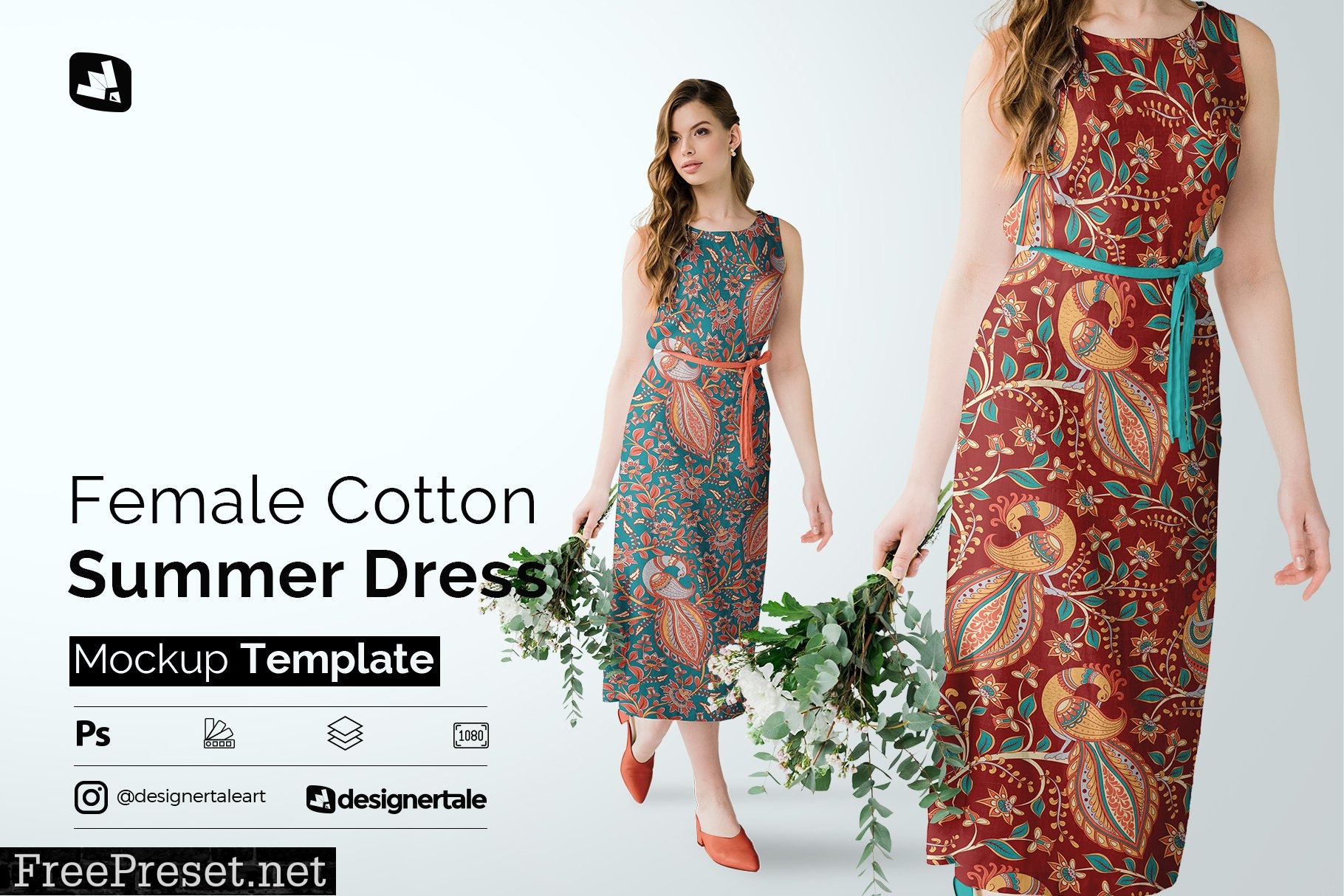 Female Cotton Summer Dress Mockup 5097495