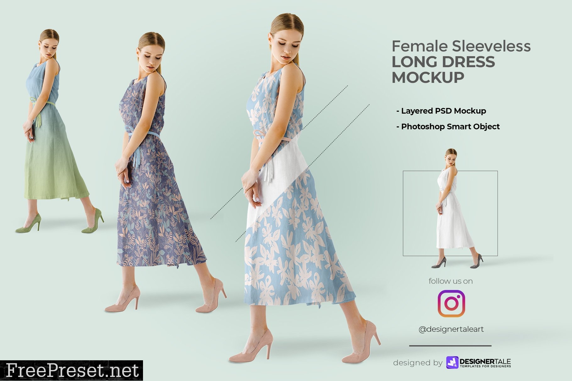 Female Sleeveless Long Dress Mockup 6110308