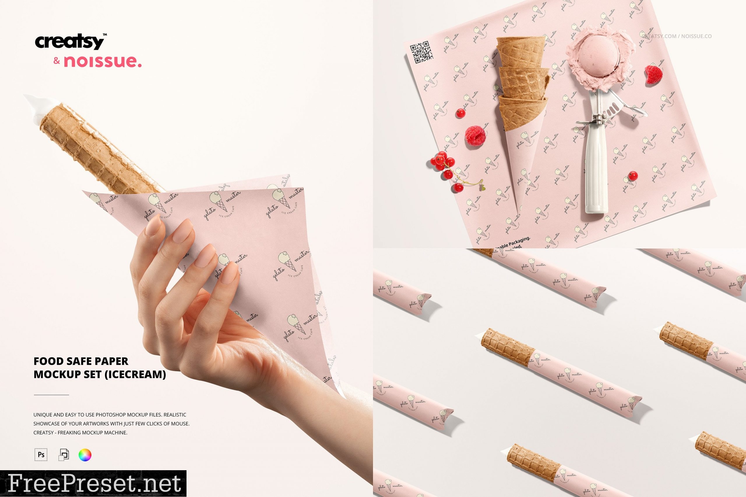 Food Safe Paper Mockup Set /icecream 6423028