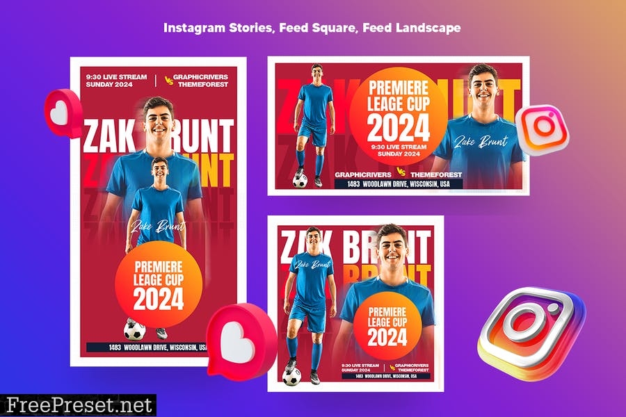 Football, Soccer & Sports Social Media Pack