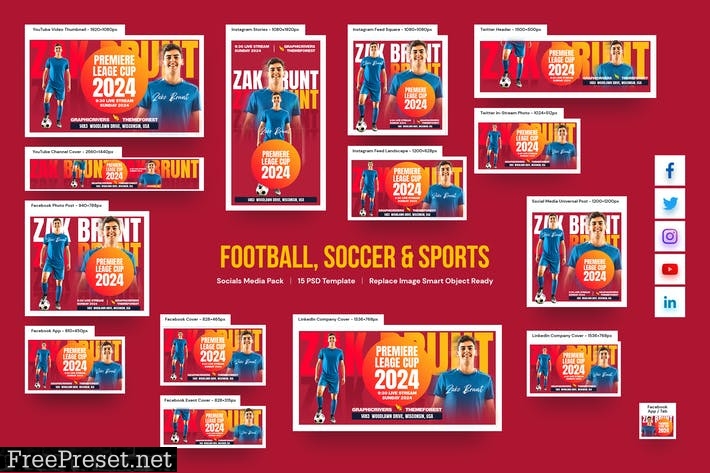 Football, Soccer & Sports Social Media Pack