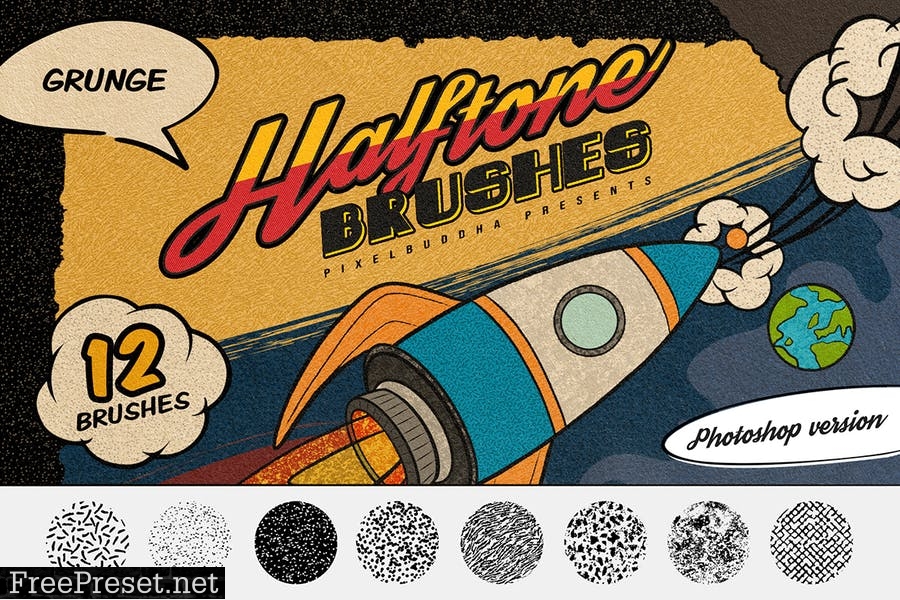 Halftone Grunge Photoshop Brushes PTDK5QR