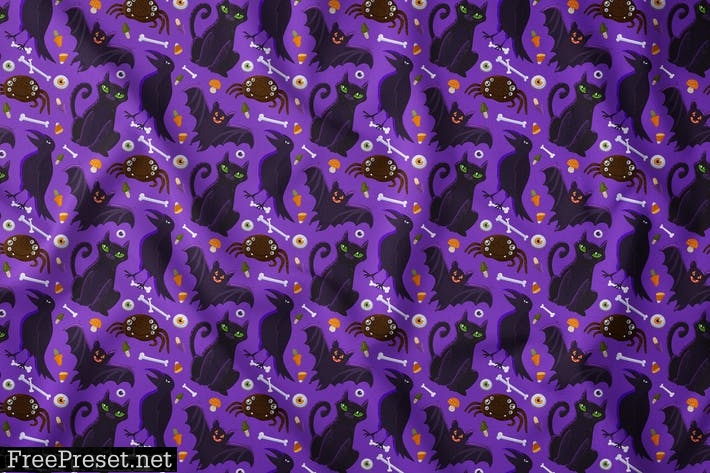 Halloween Spooky Animals Seamless Pattern BSDGMQA