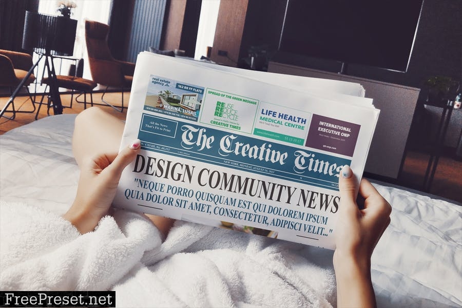 Hands Holding Business Newspaper Mockup LGPCQ9X