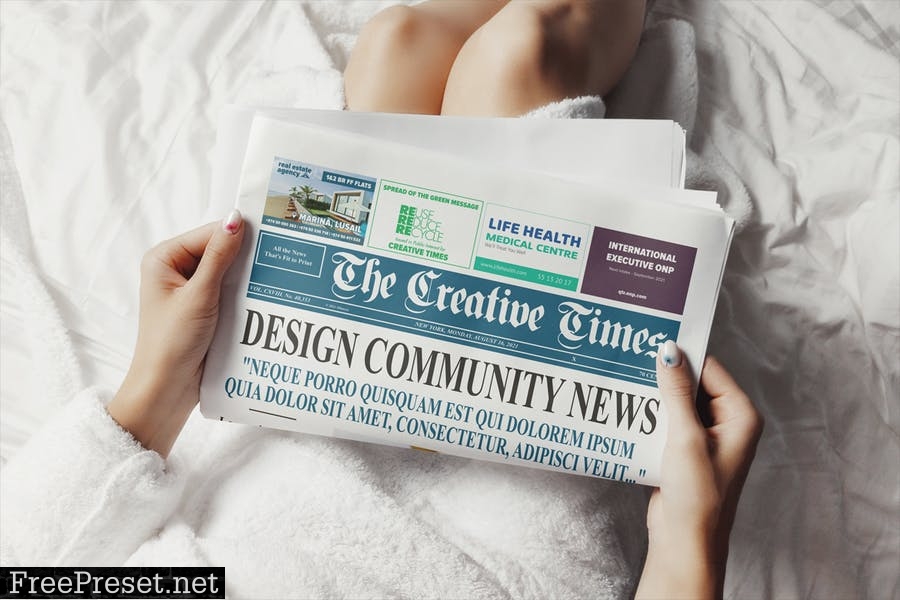 Hands Holding Business Newspaper Mockup LGPCQ9X