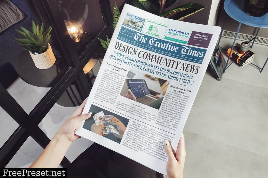 Hands Holding Business Newspaper Mockup LGPCQ9X