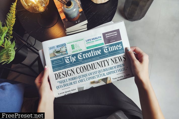 Hands Holding Business Newspaper Mockup LGPCQ9X