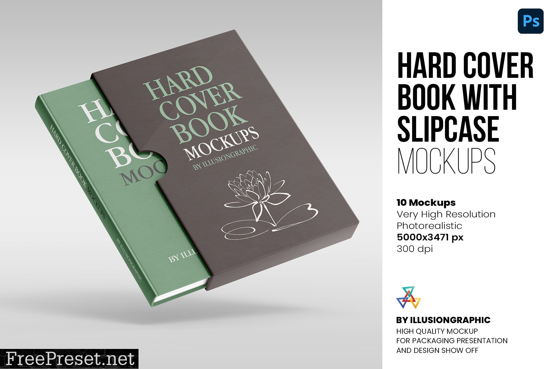 Hard Cover Book with Slipcase Mockup 6375247