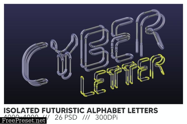 Isolated Futuristic Alphabet Letter Set RQBAZ7U
