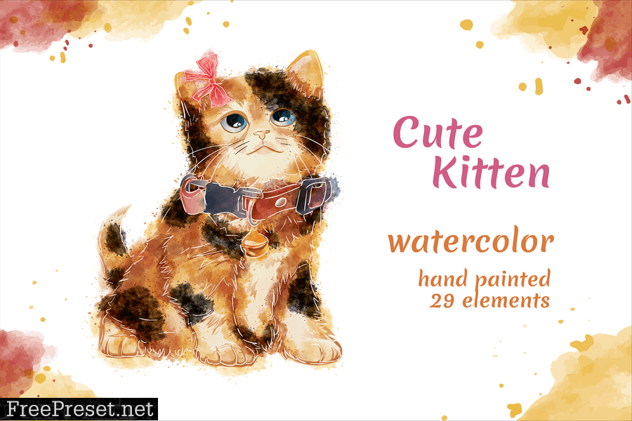 Kitten - 29 Watercolor for Adobe Illustrator