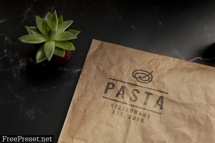 Kraft paper and plant – logo mockup 8D5RFXG