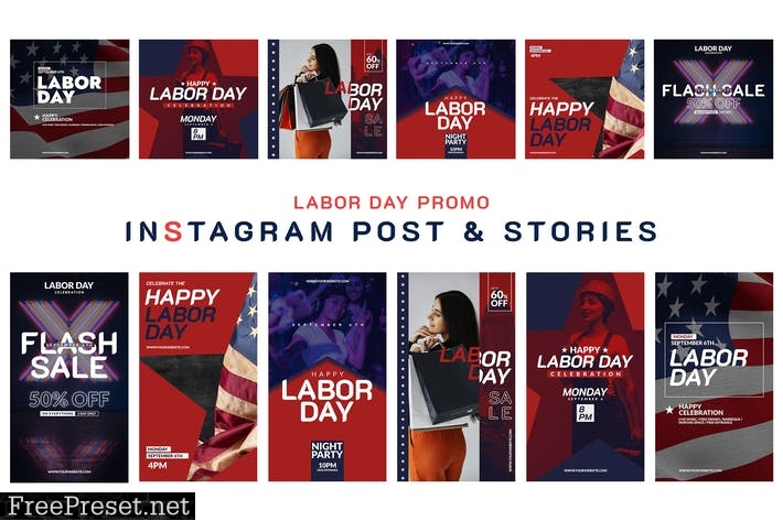 Labor Day Instagram Post & Story 2DYWT7P