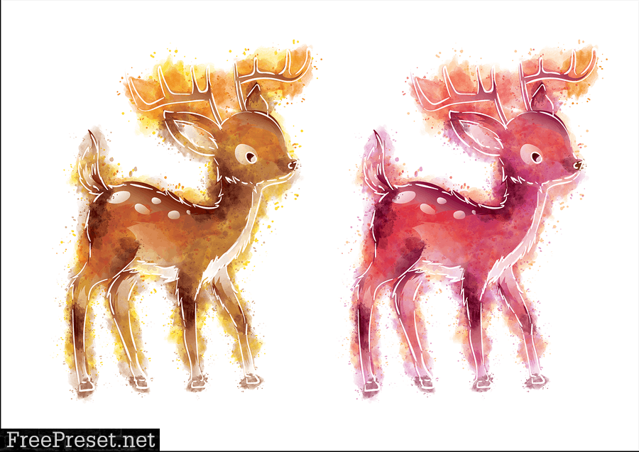 Little Deer - 30 Watercolor for Adobe Illustrator