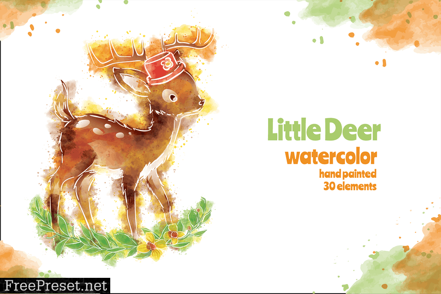 Little Deer - 30 Watercolor for Adobe Illustrator