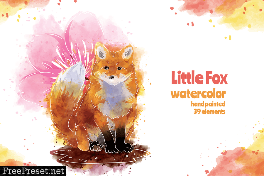 Little Fox - 39 Watercolor for Adobe Illustrator