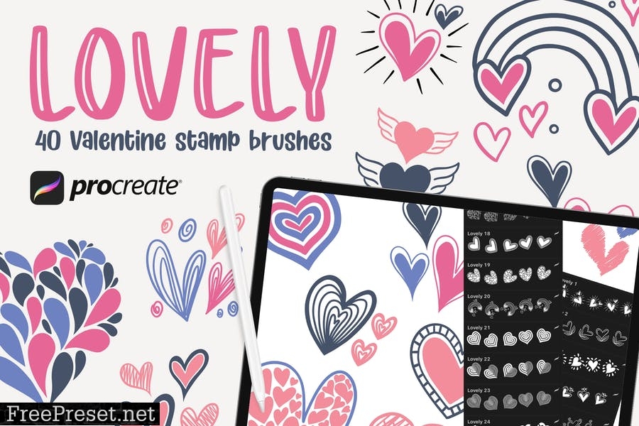 Lovely - 40 Stamp Brush Procreate