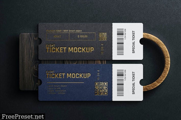 Luxury Mockup - Realistic Ticket SGXP683