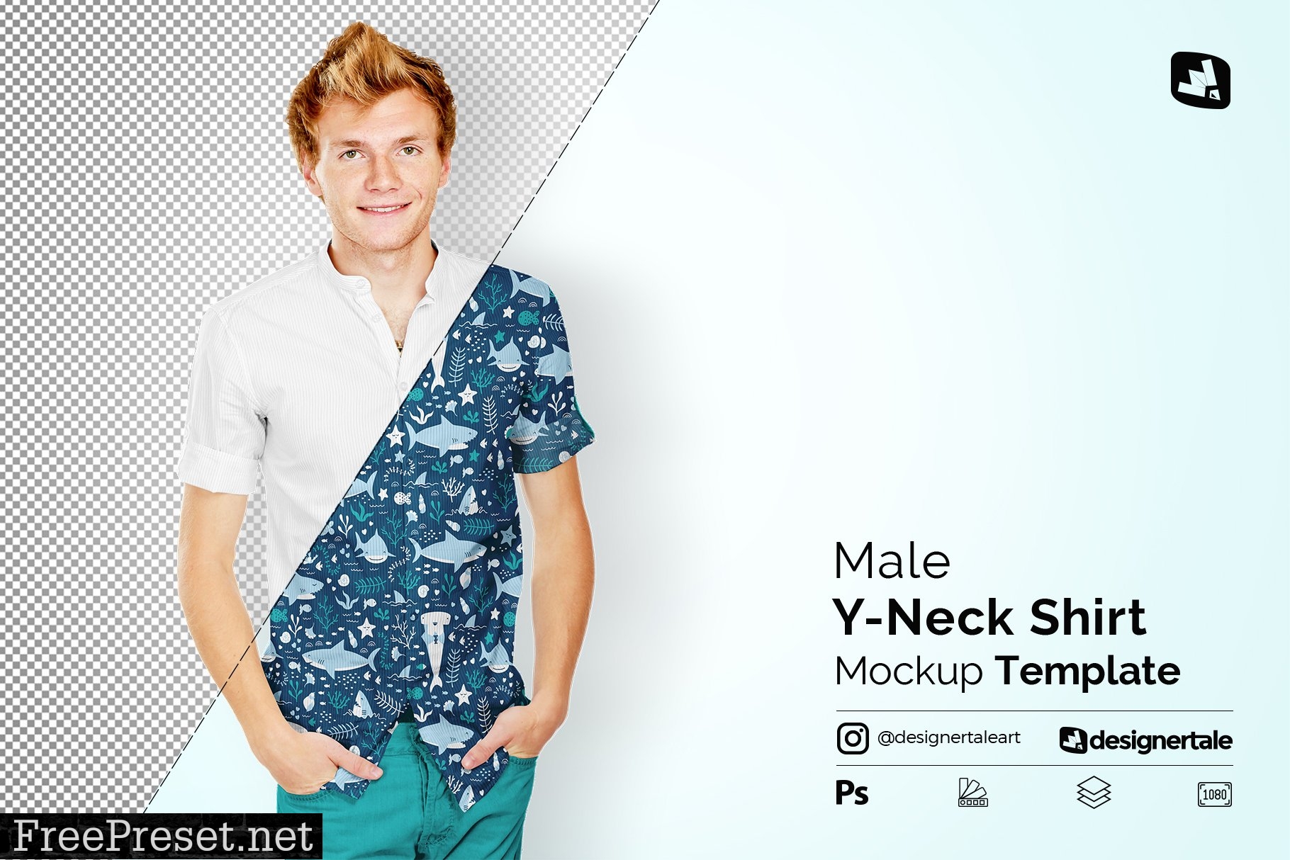 Male Y-neck Shirt Mockup 4699915