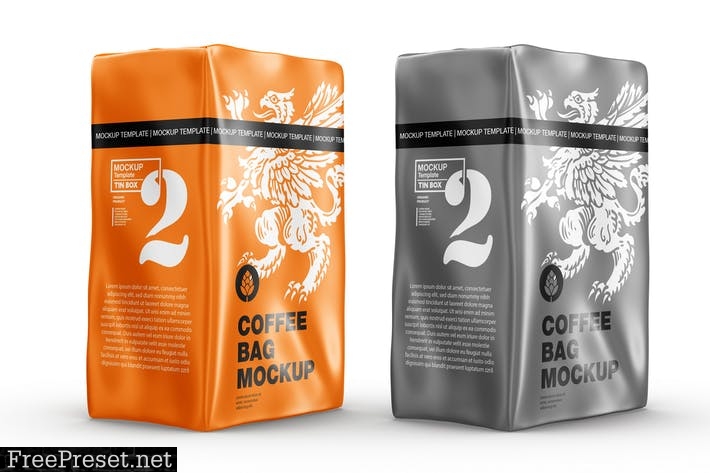 Metallic Paper Coffee Bag Mockup 3XVDZAR