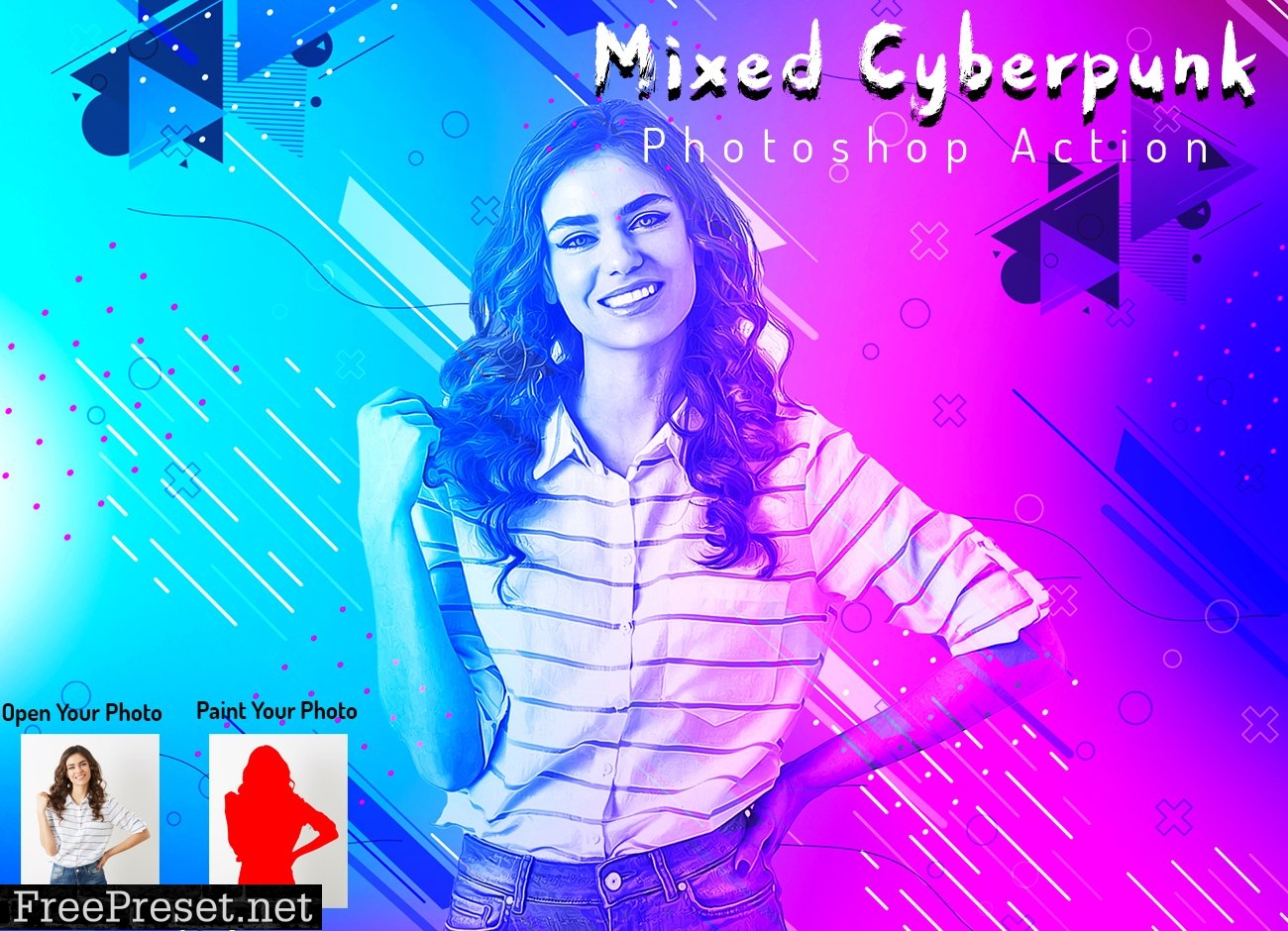 Mixed Cyberpunk Photoshop Action 6436029