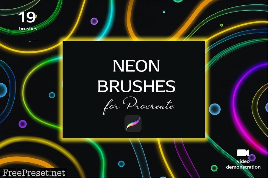 Neon brush set for Procreate 65J84PD