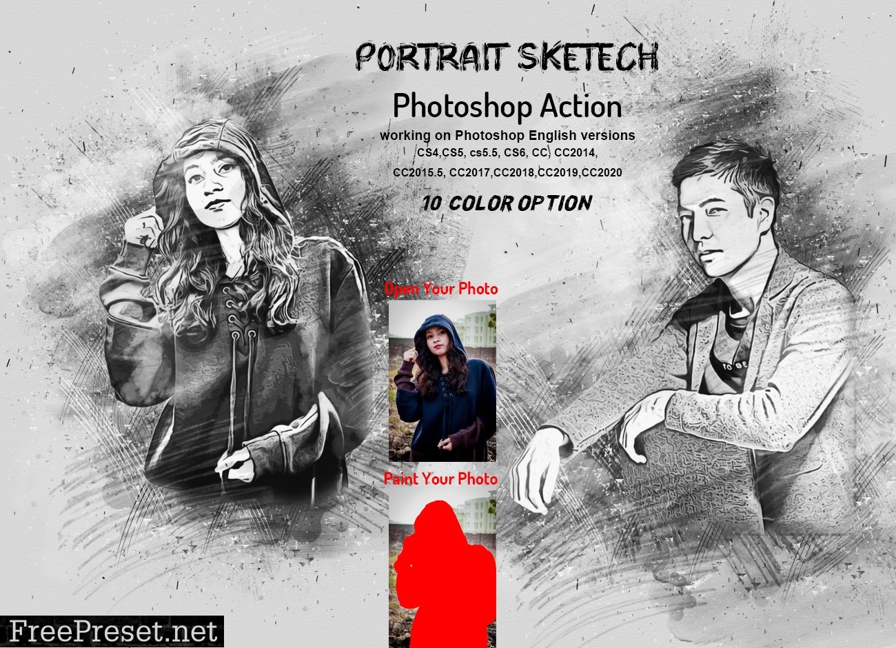 Portrait Sketcher Photoshop Action 6355523