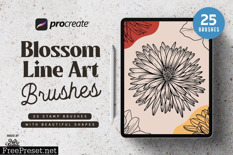 Procreate Blossom Line Art Brushes