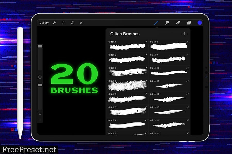 Procreate Glitch Lettering Brushes Y2SD7HP