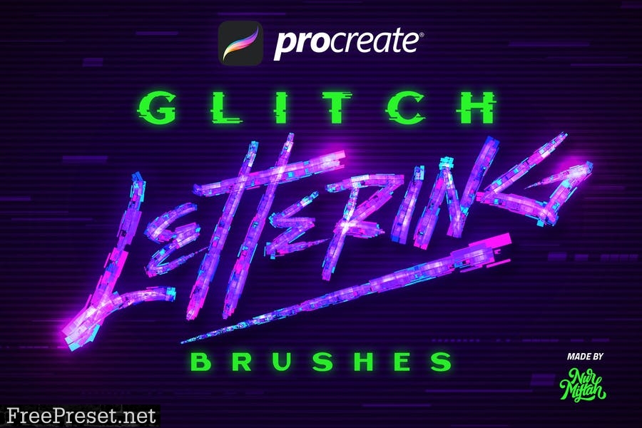 Procreate Glitch Lettering Brushes Y2SD7HP