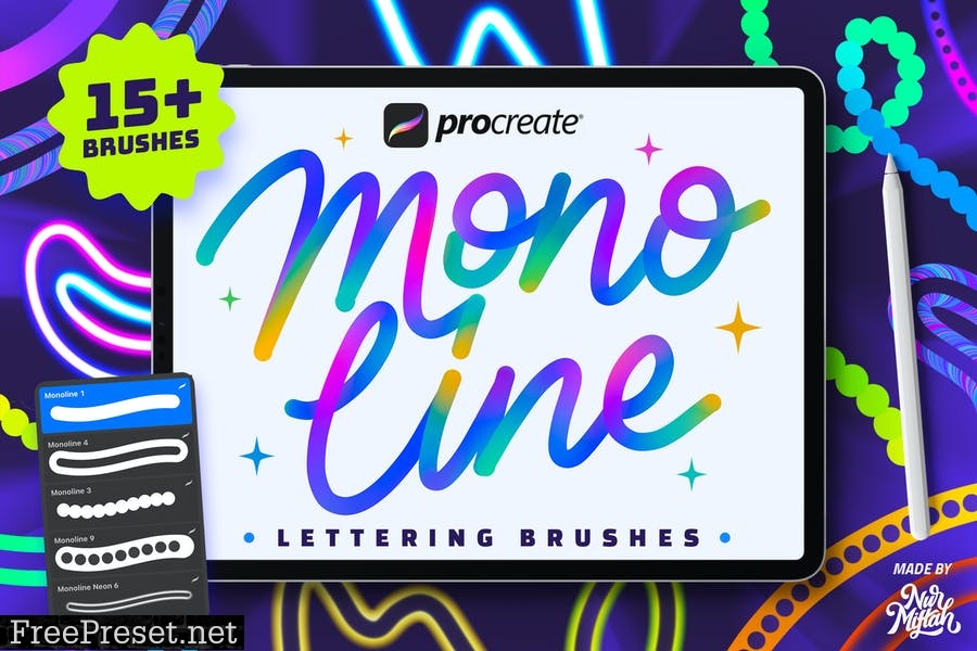 Procreate Monoline Lettering Brushes MM6UF4S