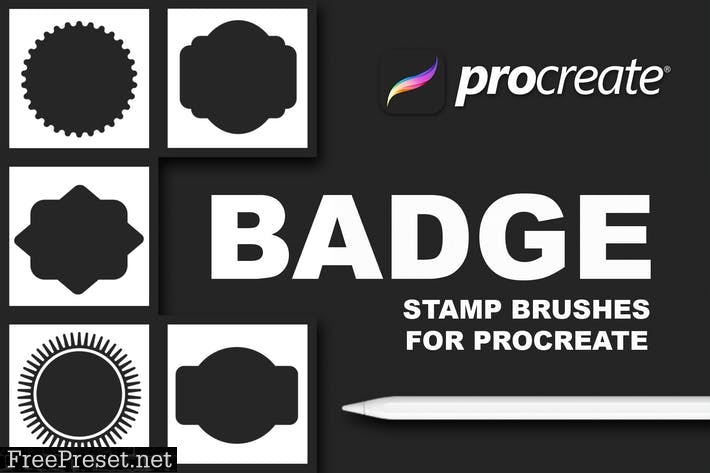 Procreate Stamp Brushes - Badges SAKX44N