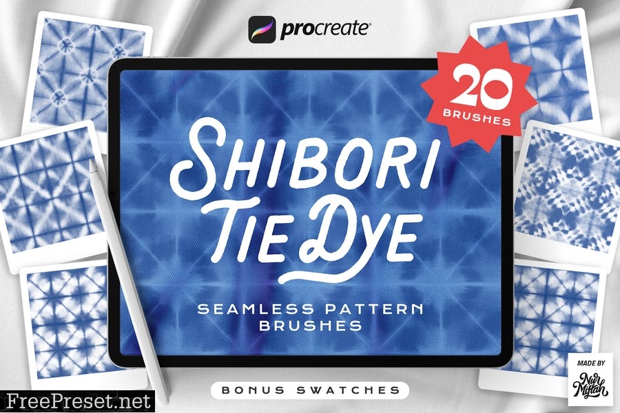 Procreate Tie Dye Shibori Seamless Pattern Brushes