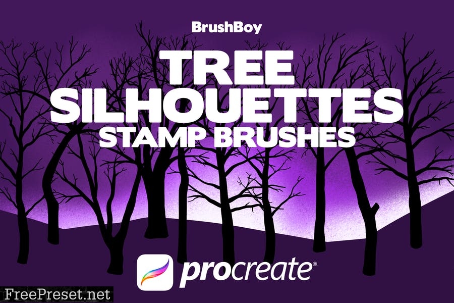 Procreate Tree Silhouette Stamp Brushes JBHJJJJ