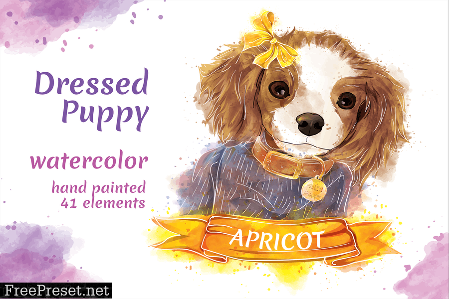 Puppy - 41 Watercolor for Adobe Illustrator