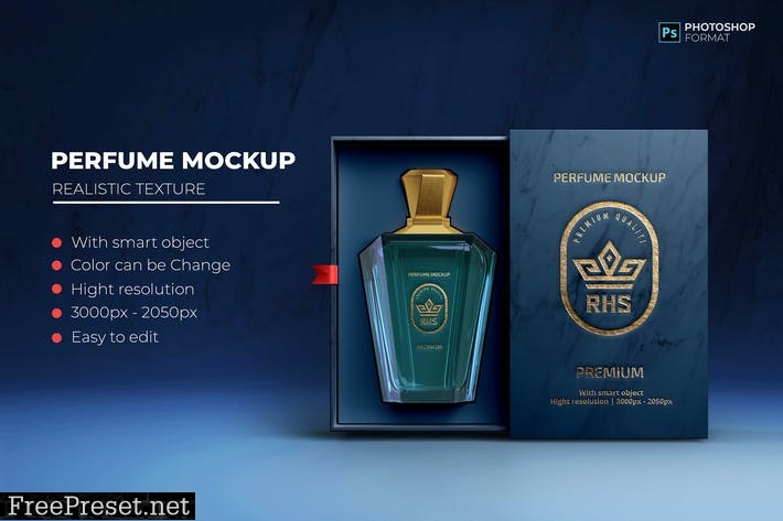 Realistic Perfume Packaging Box - Mockup NELZUDR