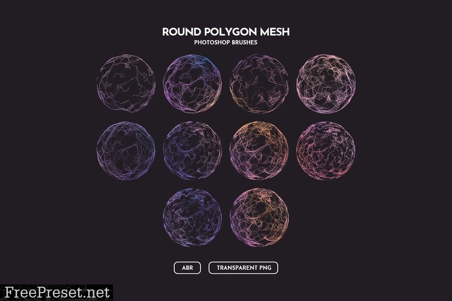 Round Polygon Mesh Photoshop Brushes XTQ3K9U