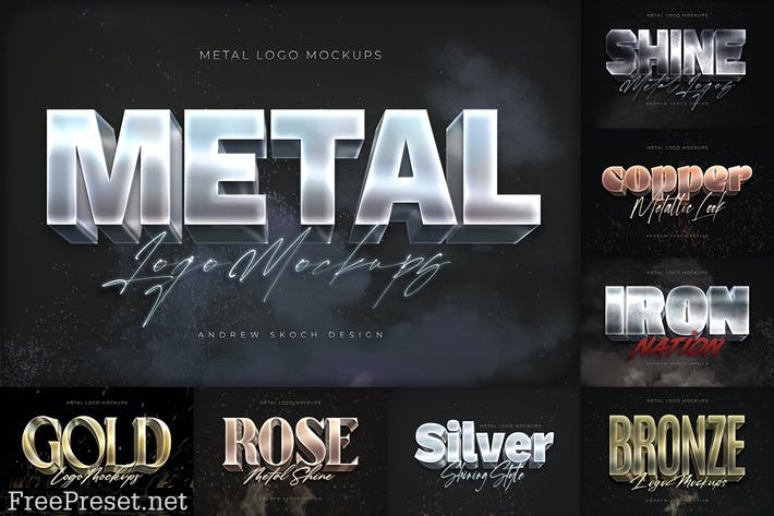 Shining Metal Logo Mockups