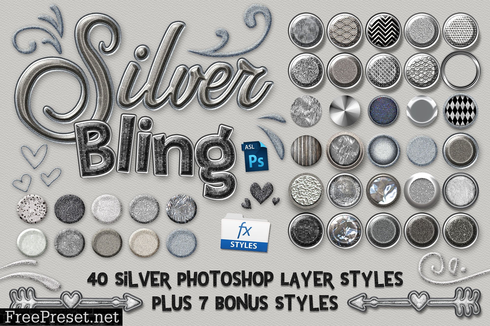 Silver Bling Photoshop Layer Styles 5115002