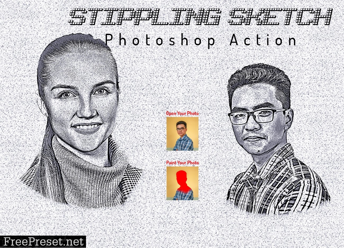 Stippling Sketch Photoshop Action 6405400