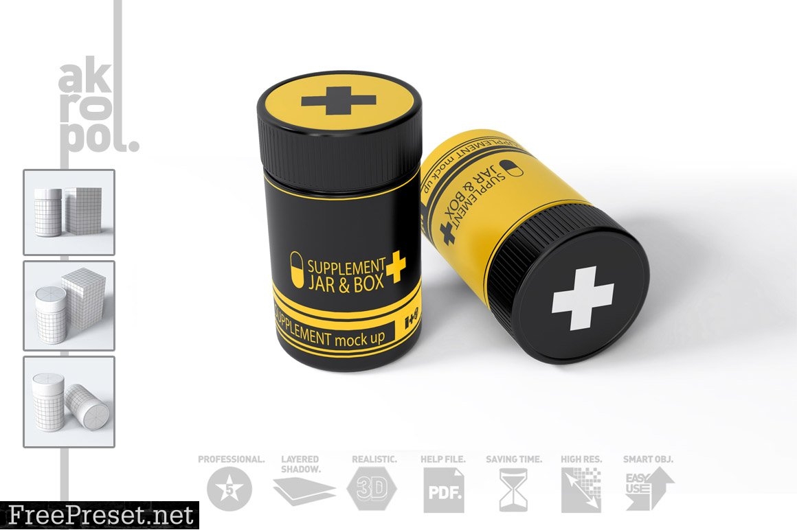 Supplement Jar & Box Mock-Up 3949505